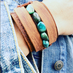 Dusty Leather Turquoise Cuff
